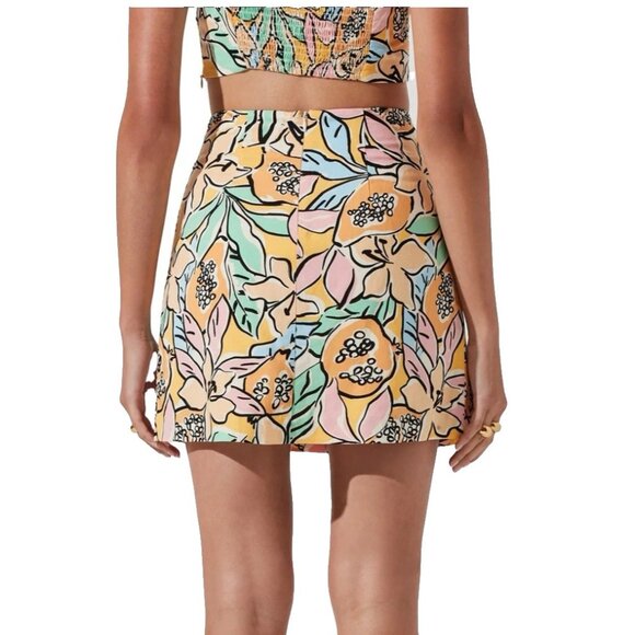 ASTR The Label Covina Tropical Print Skirt & Top Set M Medium Linen NEW